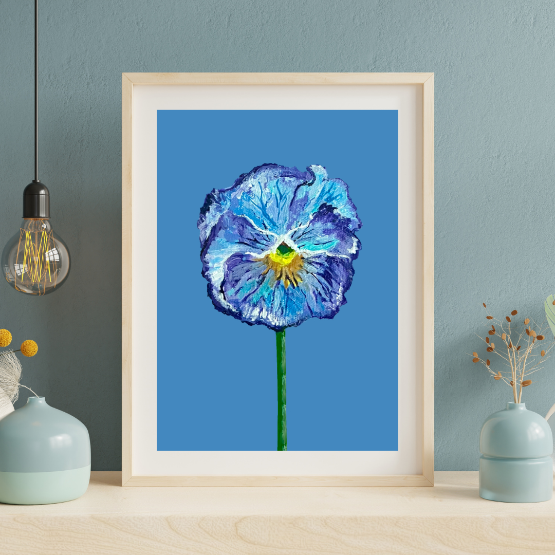 Azure Delight Pansy Print