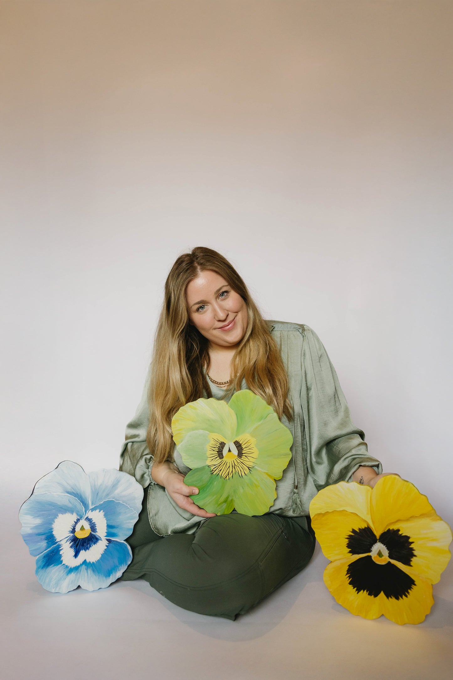 Green Pansy- Wooden Cut Out