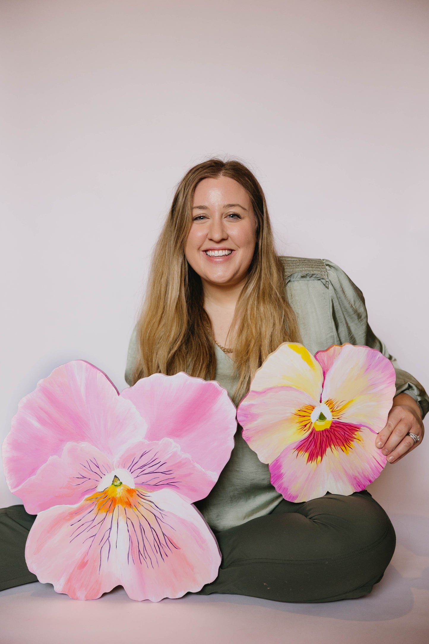 Pink and Yellow Pansy- Wooden Cut Out