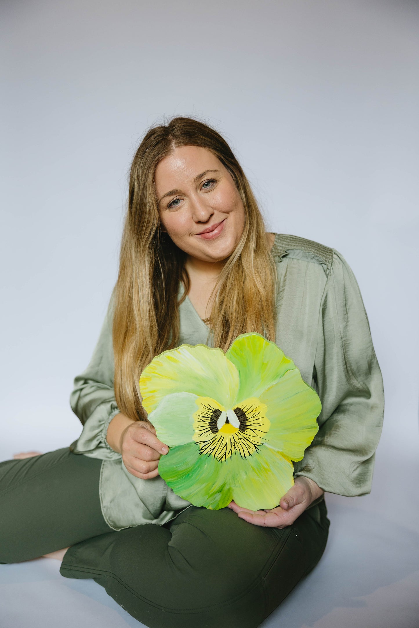 Green Pansy- Wooden Cut Out