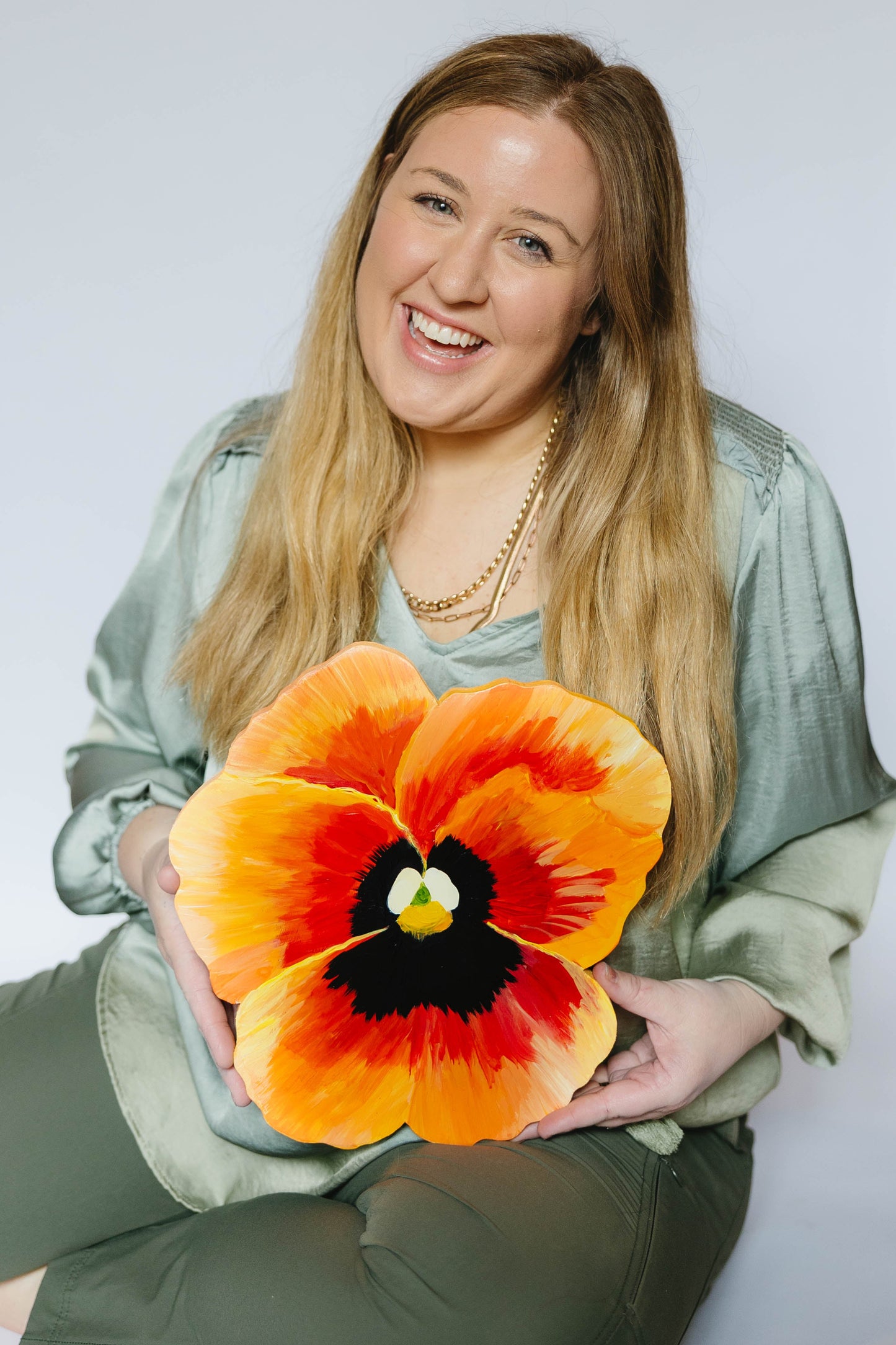 Orange Pansy- Wooden Cut Out