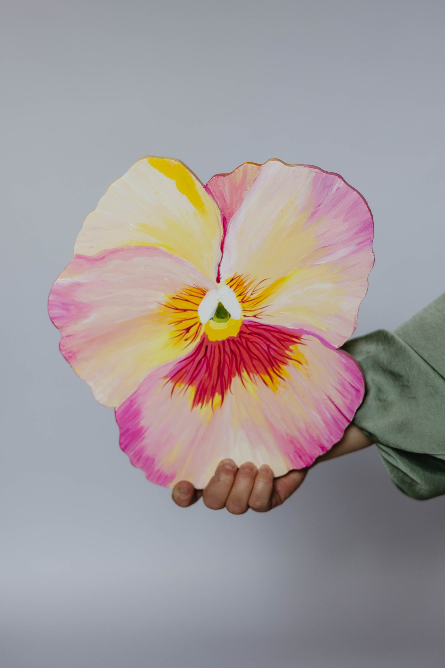 Pink and Yellow Pansy- Wooden Cut Out