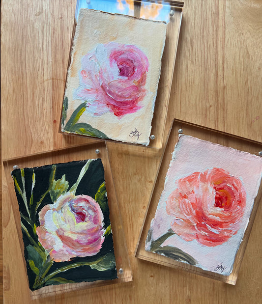 5 x 7 Roses Trio Originals in Acrylic Frames