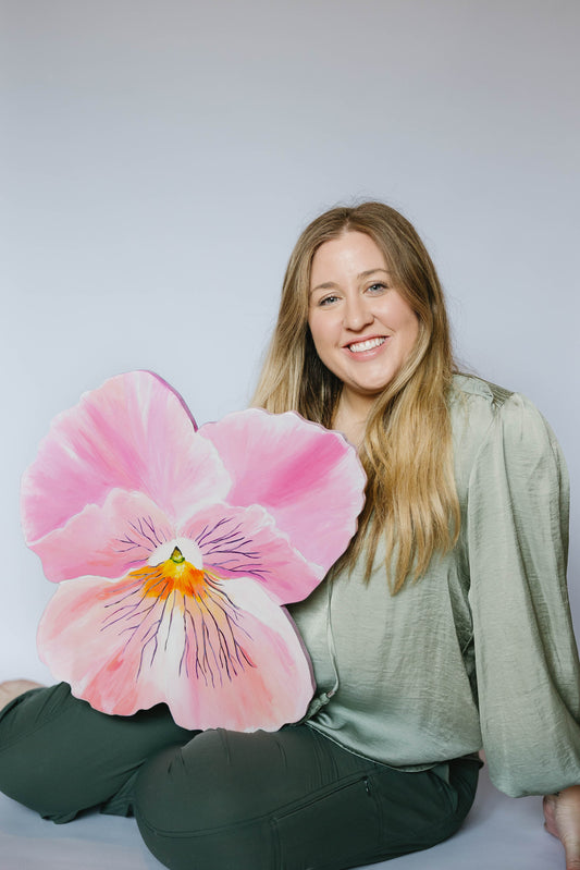 Pink Pansy- Wooden Cut Out