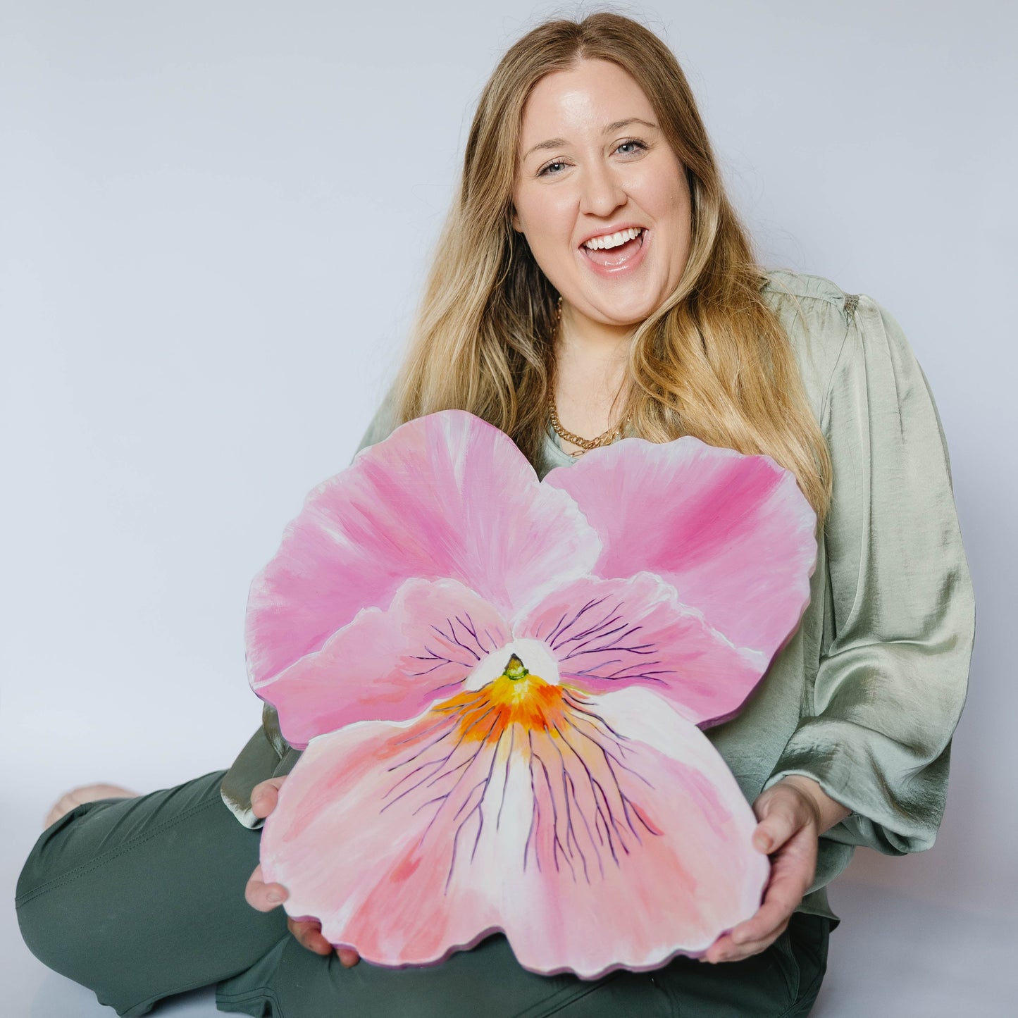 Pink Pansy- Wooden Cut Out